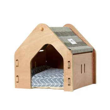Pet Mobilya kedi kafesi yatak katı ahşap Net Pet House Ahşap Ev Kapalı