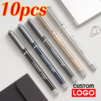 10 adet Jel Kalem Reklam Metal Kalem Özel Logo İş İmza Kalem Okul Ofis Malzemeleri Toptan Yazı Kazınmış İsim