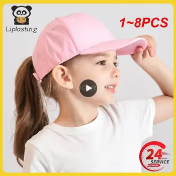 1~8 ADET Düz Renk beyzbol şapkası çocuk şapkası güzel bebek pamuk nefes çocuk şapkaları Kız Erkek kapaklar Basit Tarzı 0-5Y