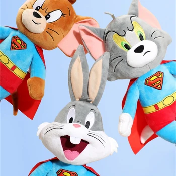 Kedi ve Fare Tom ve Jerry Crossdressing Superman Peluş Oyuncak Bebek Bebek Bebek 100th Yıldönümü çocuk Hediye Dekorasyon Bebek 2023