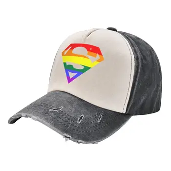 Süper Queer Beyzbol Kapaklar Vintage Sıkıntılı Denim Yıkanmış Gökkuşağı Eşcinsel Lezbiyen Gurur LGBTQ LGBT Snapback Şapka Golf Yumuşak Kapaklar Şapka