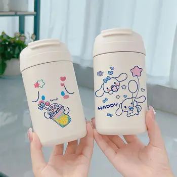 Sevimli Sanrioed Anime Cinnamoroll Termal Su Şişesi Kawaii Karikatür 500 ml Öğrenci Taşınabilir Termos pipetli bardak Çocuk Hediyeler