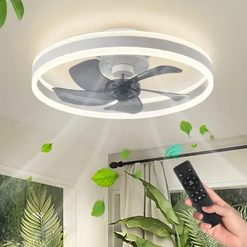 zamanlama fanı 50CM düşük zemin çatı uzaktan kumanda dekoratif fan ile ışık Modern Led tavan vantilatörü ile ışık DC motor 6-speed