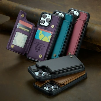 Yeni Stil Lüks deri Kapak iPhone 15 14 13 11 12 Pro XS Max XR X SE 6S 6 7 8 Artı Cüzdan kart tutucu Yuvaları Flip Case