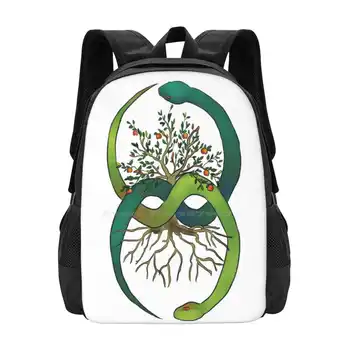 Ouroboros Hayat Ağacı Genç Kızlar İçin Okul Çantaları Dizüstü Seyahat Çantaları Ouroboros Simya Hayat Ağacı Mitolojik Doğa