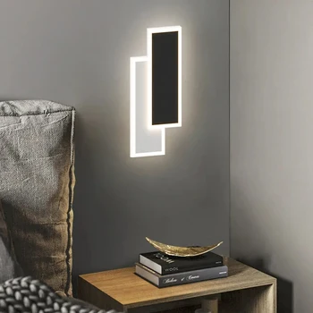 Iskandinav led duvar lambası uzun şerit geometrik akrilik koridor dekor ışık yatak odası oturma odası çalışma koridor ev armatürü