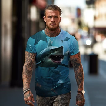 Moda Moda erkek tişört Vahşi Köpekbalığı 3d baskılı tişört Yaz erkek Spor Spor T-shirt Tüm Maç bol tişört