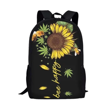 Yaratıcı Ayçiçeği Okul Çantaları Kız Erkek Gençler için Günlük Rahat Sırt Çantası laptop çantası Kadın Erkek Basit Tarzı Seyahat Sırt Çantaları