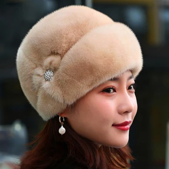 2023 Yeni Şapka Kış Sıcak Taklit Vizon Kürk Kapaklar Kadınlar İçin Kış Kulaklığı Balıkçı Earwarmer Şapka Çiçek Havza Kap