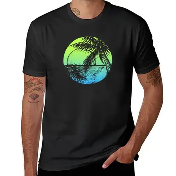Yeni Synthwave Palmiye Ağaçları kısa kollu t-shirt tee büyük boy t shirt erkek t shirt
