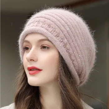 Sonbahar ve Kış Yün Şapka Kadın Kazık Kazık Şapka Bayanlar Moda Zarif Örme Şapka Sıcak Avrupa ve Amerikan Şapka Yeni