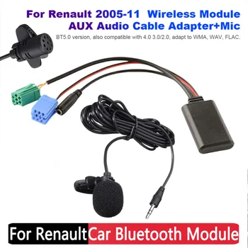 Araba Bluetooth Modülü AUX Ses Kablosu Adaptörü MİC Handsfree MİNİ ISO 6pin AUX Kablosu Renault Updatelist Radyo 2005-2011