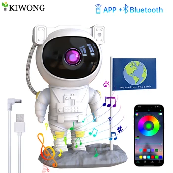 Galaxy Astronot Projektör Bluetooth müzik hoparlörü App Kontrol Zamanlayıcı Bulutsusu Yıldız Uzay Projektör Gece Lambası Çocuklar için Hediye