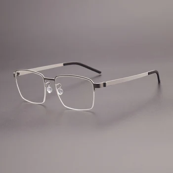En kaliteli Alaşım Yarım çerçeve gözlük çerçeve erkekler moda tasarımcısı optik kare gözlük Miyopi okuma kadınlar kişiselleştirilmiş gözlük