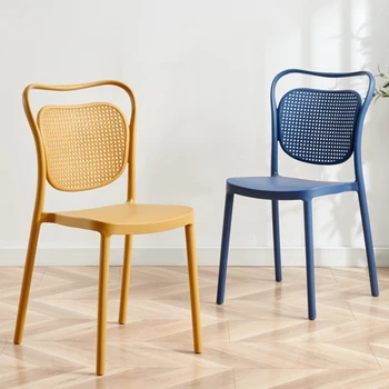 2 adet Modern Ev yemek sandalyeleri Kalınlaşmış Plastik manikür sandalyesi Yaratıcı Arkalığı bilgisayar sandalyesi Süperpozisyon mobilya takımları