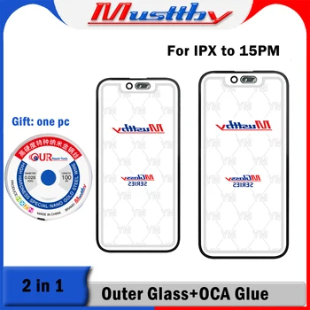 Musttby 10 adet 100% Yeni OEM Ön Dış Cam+OCA Tutkal İçi Boş iPhone 15 14 13 12 11 pro max XS LCD Dokunmatik Ekran Onarım Bölümü