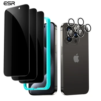 Esr 3 Adet Anti-Gözetleme Ekran Koruyucu için iPhone 15 Pro Max Tam Kapsama Temperli Cam iPhone 15 için 2 Adet Lens Filmi