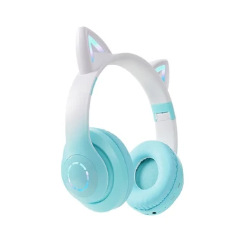 Sevimli Kediler Kulaklar Kablosuz Kulaklık Çocuk Kız Stereo Müzik Kulaklık TWS Bluetooth Mic İle Dayanıklı 5.0 B