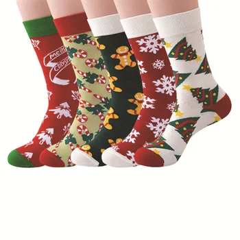 Erkekler ve Kadınlar için 1 Çift Orta uzunlukta Noel Çorabı