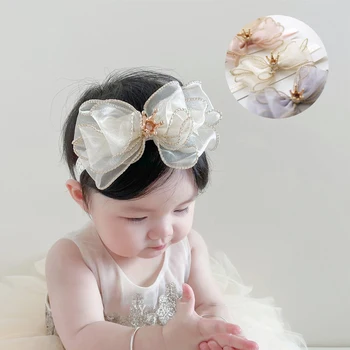 Örgü Yaylar Bebek Kafa Bandı Prenses İlmek Taç saç bantları Yenidoğan Kızlar için Elastik Bebek Türban Şapkalar Çocuk saç aksesuarları