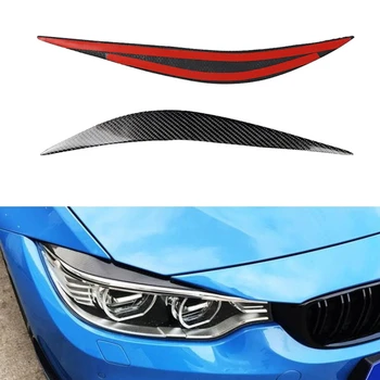 2 ADET Araba Ön Far Kaş Sticker Göz Kapağı Kapak Kaş Şerit Karbon Fiber BMW F36 4 Serisi F80 M3 F82 M4 2012-2020
