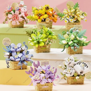 Yaratıcı çiçek Mini sepet masa dekorasyon yapı taşları tuğla oyuncaklar hediyeler