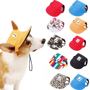 Pet Şapka Köpek beyzbol şapkası Kulak Delikleri ile Ayarlanabilir Yavru Kedi Tuval Şapka Açık Rüzgar Geçirmez Seyahat Spor Yürüyüş Köpek güneş şapkaları