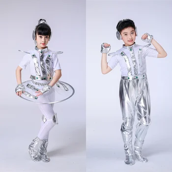 Çocuk Robot Spacemen Cosplay Kostüm Erkek Kız Anime Sahne Karikatür Uzay Giysisi Anaokulu Astronot Rol Oynayan Kıyafet