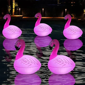 Güneş enerjili Flamingo yüzen havuz ışıkları, 16 RGB renk değiştiren LED kızdırma topu şişme Flamingo havuz Bahçe çim