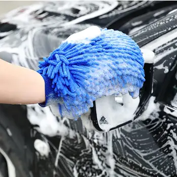 Su Emme Araba yıkama eldivenleri Çift taraflı Şönil Mikrofiber Araba Yıkama Eldiveni Scratch Tüy Bırakmayan Güçlü Su Etkili
