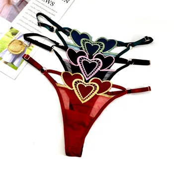 3 ADET Güzel Seksi Dantel Çiçek Tanga Kadın Kalp Düşük Bel Ayarlanabilir Kızlar G-string Şeffaf İç Çamaşırı T-geri Külot