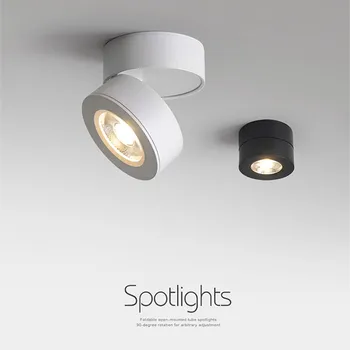 LED Tavan Lambası Spot 3W 5W 7W Ultra ince Yüzeye Monte Downlight Katlanabilir 360 derece Dönen Arka Plan Duvar Aydınlatma