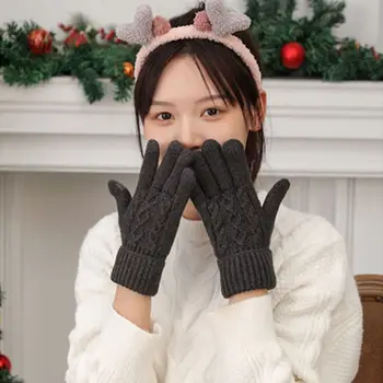 Yumuşak Sıcak Dokunmatik Ekran Büküm Soğuk geçirmez Noel Hediyesi Örgü Eldiven Kadın Eldiven Eldivenler Kış Eldiven