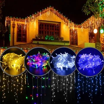 AB / ABD Plug Noel Garland LED Perde Icicle Dize İşıklar Tatil Aydınlatma Düğün Parti açık bahçe sokak dekorasyonu