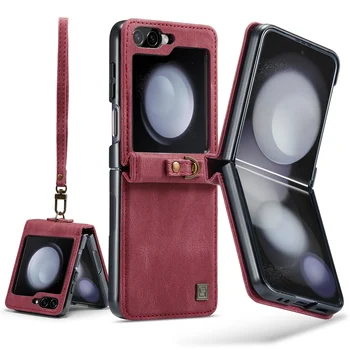 Taşınabilir telefon kayışı Kapak samsung kılıfı Galaxy Z Flip 5 Flip4 Flip5 Flip 4 5G Zflip5 Anti-şok Deri koruyucu kapaklar