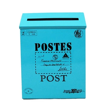 Posta kutusu Vintage Duvar Montaj Posta Kutusu Posta Mektup Kutusu Pas Dayanıklı Posta Tutucu Fit İçin Dış Mavi