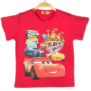 Yaz Kız Tişörtleri Kısa Kollu Üstleri Karikatür Mcqueen Araba Giysileri Bebek Erkek Gömlek Pamuk Kostüm Çocuklar çocuk kıyafetleri Giyim