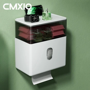 CMXIO Çift Katmanlı Doku Kutusu Duvara Monte rulo kağıt havlu tutucu Çekmeceli plastik tuvalet kağıdı rulosu Tutucu Banyo Aksesuarları