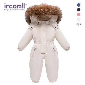 Ircomll Bebek Kız Kış Sıcak Snowsuit Beyaz Ördek Aşağı Yürümeye Başlayan Ceket Rüzgar Geçirmez Kalınlaşmış Giysileri Erkek Bebek Tulum Kıyafet