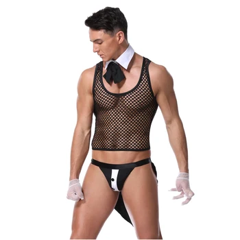 Egzotik Giyim Net İç Çamaşırı Seksi erkek Smokin Erotik Setleri Cadılar Bayramı Cosplay Kostümleri Erkekler İçin