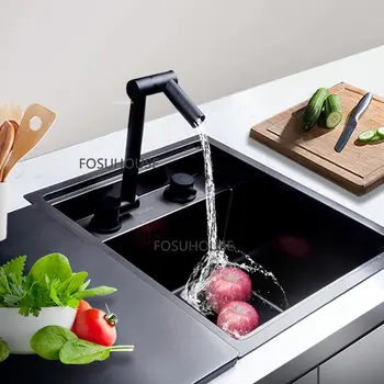 Modern 304 Paslanmaz çelik lavabo Mutfak Armatürü İçin Katlanır Tasarım Lavabo Tasarımı Kapaklı Tek Yuvalı Mutfak Sebze Lavaboları
