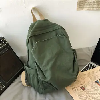 Sırt çantası Rahat Kampüs Kore Schoolbag Öğrenci Gerekli Okul Malzemeleri Su Geçirmez Vintage Stil Katı Tuval