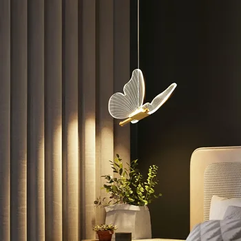 Kelebek başucu avize Uzun çizgi modern minimalist yatak odası ışık Lüks restoran ışıklı çubuk LED küçük avize