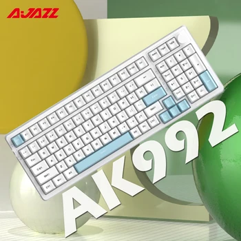AJAZZ AK992 99 Tuşları Üç modlu kablosuz klavye Mekanik Klavye USB Kablolu/Bluetooth/2.4 G Oyun Klavyesi Çalışırken Değiştirilebilir PC İçin