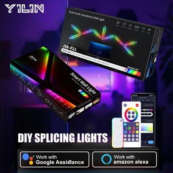 Akıllı RGBIC Duvar Lambası USB WİFİ TUYA APP Kontrolü DIY Ekleme atmosfer ışığı Müzik Ritim Arka ışık Gece Lambası Oyun Odası Dekor