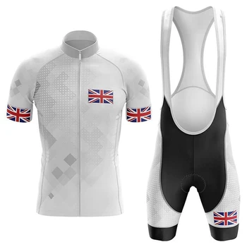 Birleşik Krallık Bisiklet Seti Bib Şort Bisiklet Jersey Bisiklet Gömlek Kısa Kollu Elbise Döngüsü Yokuş Aşağı MTB Dağ Takım Elbise