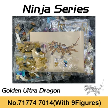 Ninja Serisi Altın Ultra Ejderha Dört Başlı Ejderha Mech Araba Tetrapodosaurus Yapı Taşları Tuğla Oyuncaklar Boys İçin Çocuk Hediyeler