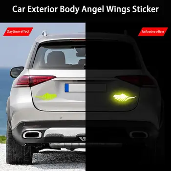 2 Adet Mükemmel Araba Vücut Uyarı Sticker Yansıtıcı Uyarı Anti-scratch Melek Kanat Araba Oto Sticker Çıkartması