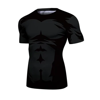 Dayanıklı erkek Spor Spor Giyim 3D baskılı tişört Erkek Kadın Moda Kısa Kollu O-Boyun Siyah Sıkı Üstleri Boks Formaları