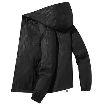 Erkekler Rüzgarlık Rahat Kapüşonlu Ceket Yeni Bombacı Palto Erkek Bahar Açık Su Geçirmez Ince Giyim Boyutu 5XL 6XL 7XL